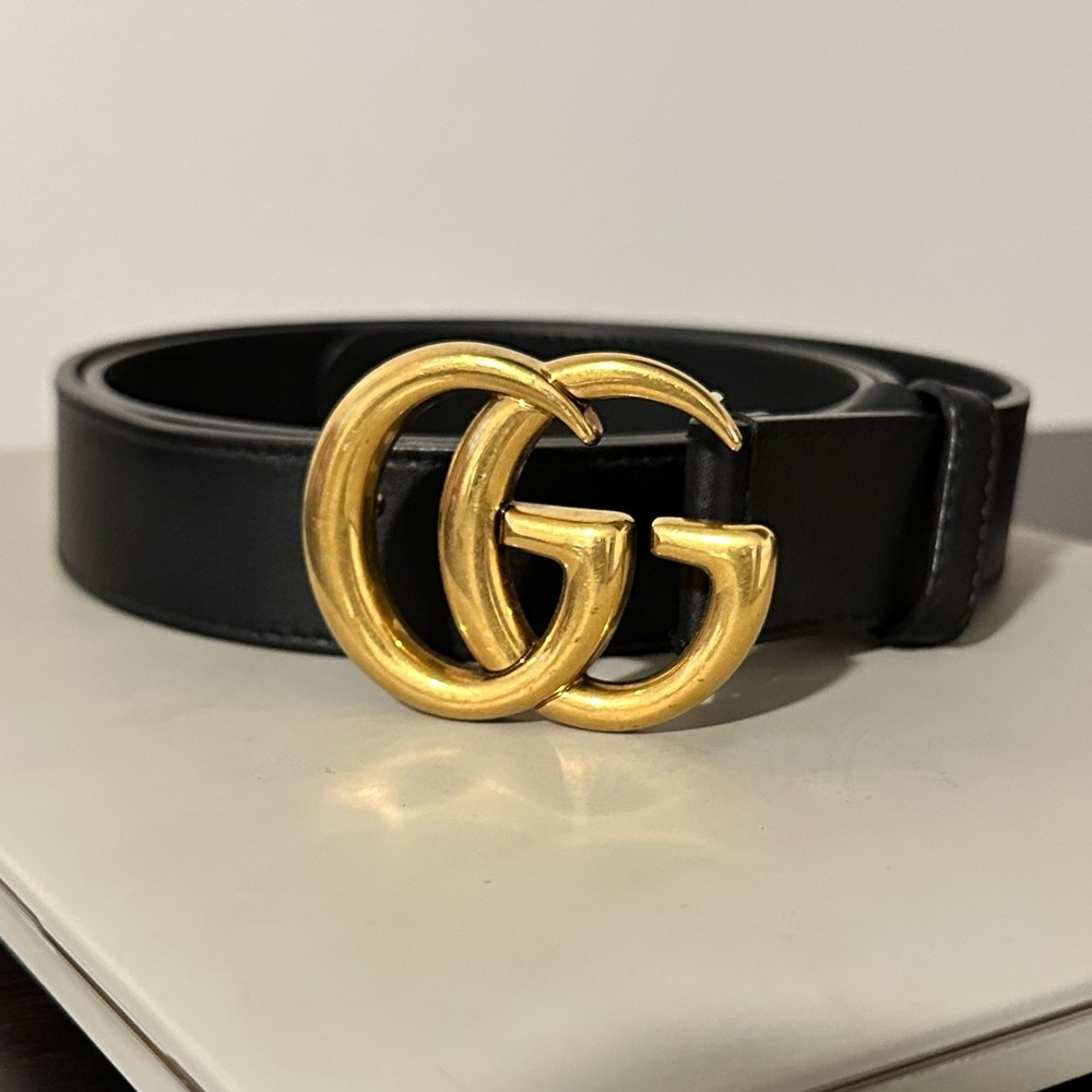 GUCCI 2015 RE-EDITION WIDE LEATHER BELT Size 110